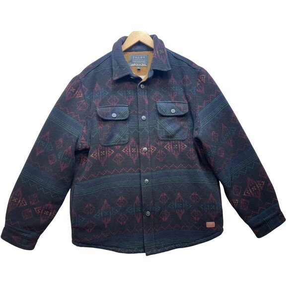 Jachs Mens Wool Sherpa Lined Flannel Shirt Jacket Long Sleeve Size L Multi Aztec - Picture 5 of 16